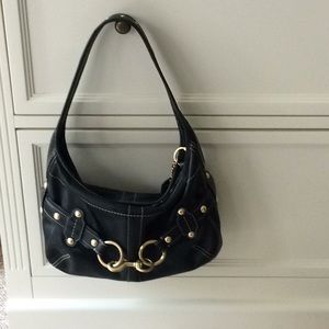 Black leather coach shoulder bag